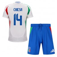 Fotbalové Dres Itálie Federico Chiesa #14 Dětské Venkovní ME 2024 Krátký Rukáv (+ trenýrky)